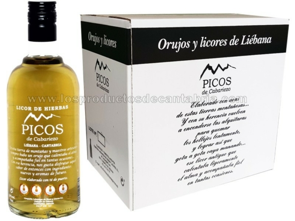 ORUJO HIERBAS PICOS DE CABARIEZO 70cl caja 6 botellas