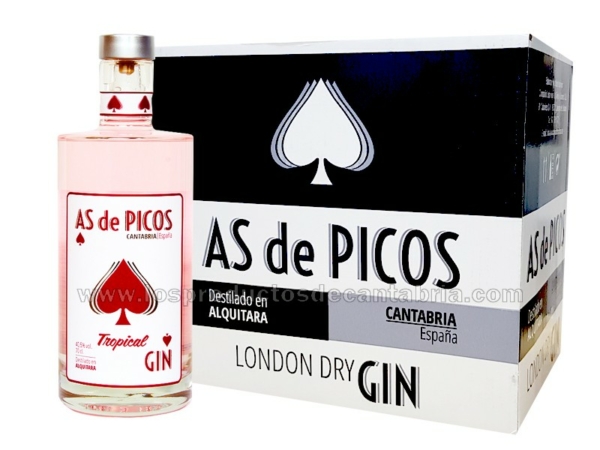 GINEBRA AS DE PICOS TROPICAL 70 cl caja 6 botellas, PICOS DE CABARIEZO